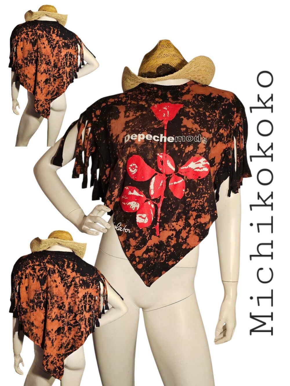 Fringe Poncho Top Upcycled Creation Made By Michikokoko